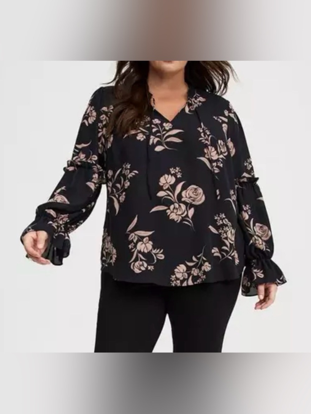 Torrid Ruffle Tie-Neck Semi-Sheer Blouse Size Large